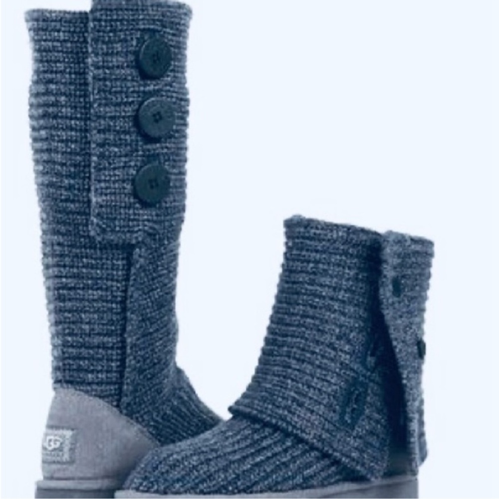 UGG Charcoal Knit Boots with Buttons